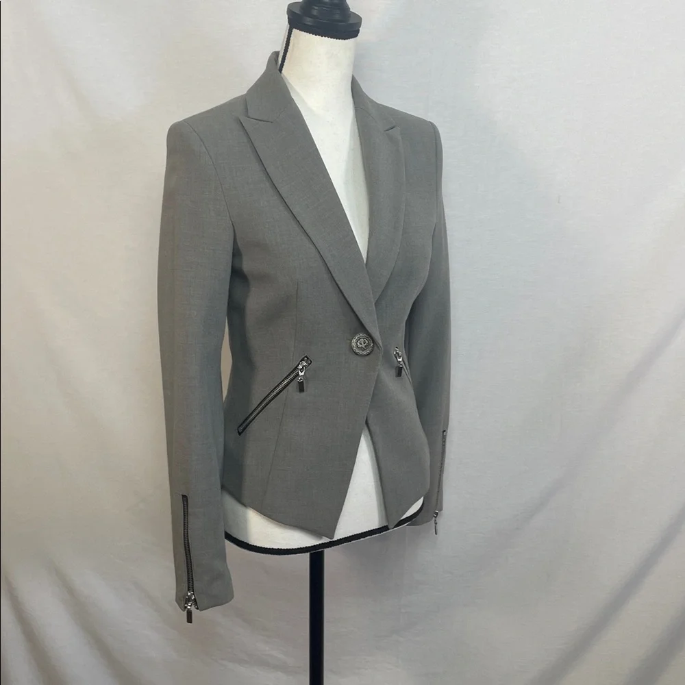 NWT Charcoal Women's Blazer with Zipper Accents
